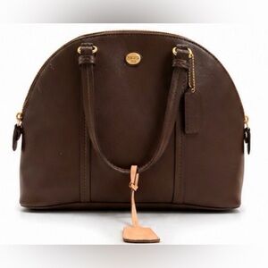 Coach Brown Leather Dome Satchel F25671 Gold Hardware Classic Shoulder Bag